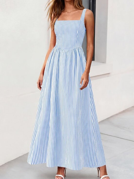 PrettyGarden Dresses & Skirts - PRETTYGARDEN Blue Striped Maxi Dress M